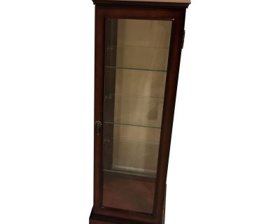 1970s Contemporary Wood and Glass Curio Display Cabinet