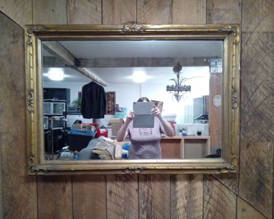 Vintage Wall Mirror. Glass is in Great Shape but the back should have added support. 41