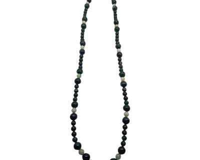 Silk Knotted Jade & Moss Agate Round Beaded Necklace W Gold-Filled Clasp
