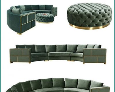 Shop Luxury Divani Casa Ritner Modern Green Velvet Circular Sectional Sofa