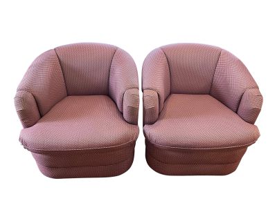 Pair of 1980's Mauve Swivel Chairs