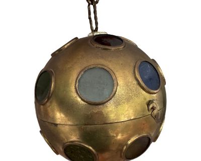 Mid Century Modern Brass and Glass Early Disco Ball Light