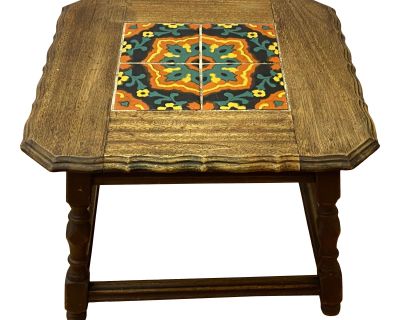 Mission Oak Arts & Crafts Tile Top Side Table C.1920