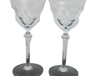 Fine Crystal Long Stemware 7 1/8" Wine Liquor Glass Goblet Pair