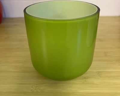 Green Glass Plant Pot