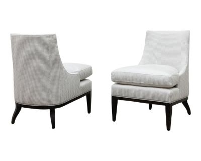 Pair of Highland House Caswell slipper chairs. Dimensions 24 W 24 D 33 H Styles Mid-Century Modern Traditional Transitional Seat Interior Width 24.0 in Seat Height 19.0 in Number of Seats 1 Brand Highland House Period Late 20th Century Country of Origin United States Item Type Vintage, Antique or Pre-owned Shop Sustainably with Chairish Materials Fabric Condition Mint Condition, No Imperfection...
