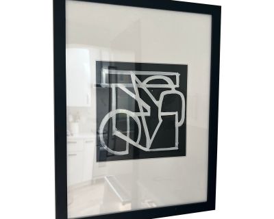 Newly Framed Vintage Midcentury Black and White Abstract Painting