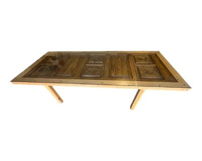Antique Door Table From Spain With Custom Glass Top