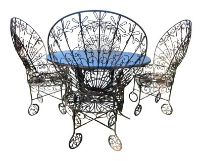 Salterini Style Peacock Patio Table & Chairs
