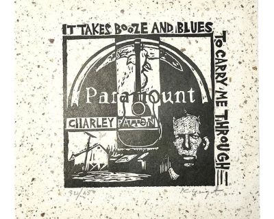 Charley Patton Small Transparent Woodblock Print