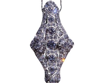 The Lydia: Platinum Converted Brooch Filigree Pendant with 5.30 Carat of Diamonds