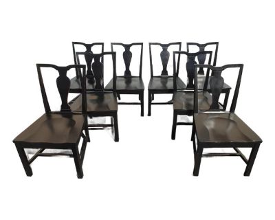 Set of Eight Vintage Ethan Allen Maddox Black Dining Room Chairs