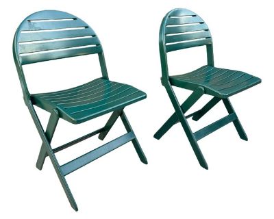 1993 Vintage Niels Gammelgaard For Ikea Green Folding Chairs - A Pair