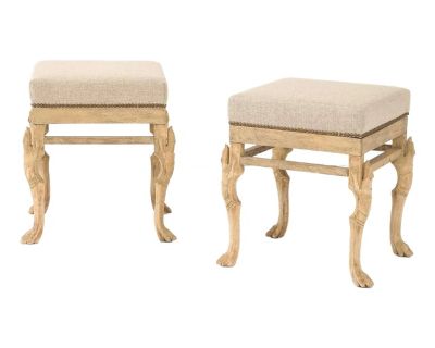 Bleached Wood Hoof Foot Ottomans