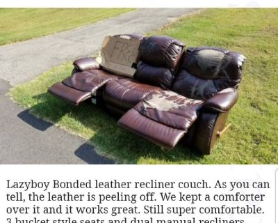 Free brown leather reclining couch