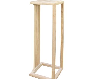 Chinese Handmade Natural Wood Tone Square Side Table Plant Stand