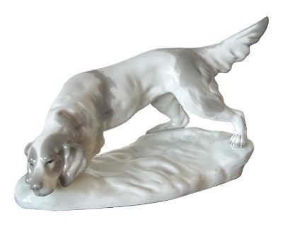 Vintage Porcelain English Setter Hunting Dog Figurine