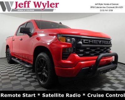 3 previous owner(s). Mileage: 0. Pickup Truck. Fuel Type: Gas. Jeff Wyler Honda of Colerain is honored to offer this handsome 2022 Chevrolet Silverado 1500 Custom in Red Hot. Well equipped with: Custom Convenience Package (Electric Rear-Window Defogger, EZ Lift Power Lock \u0026 Release Tailgate, LED Cargo Area Lighting, and Remote Vehicle Starter System), Custom Value Package, High Capacity Su...