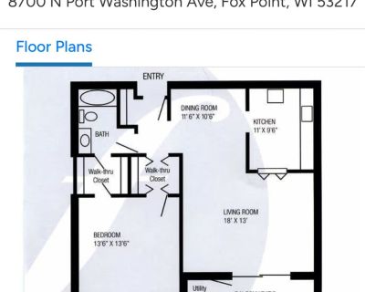 1 Bedroom 1.0 BA 840 ft Apartment for Rent in Fox Point, Wisconsin