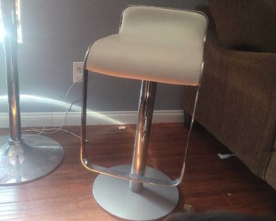 White leather and metal barstool