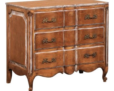 Vintage Serpentine Commode With Rococo Pulls