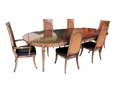 Vintage Bird’s Eye Maple and Cane Dining Set, Attr. To Mastercraft