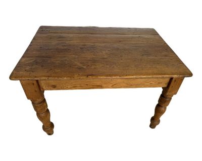 Antique Pine Table With One Drawer From England