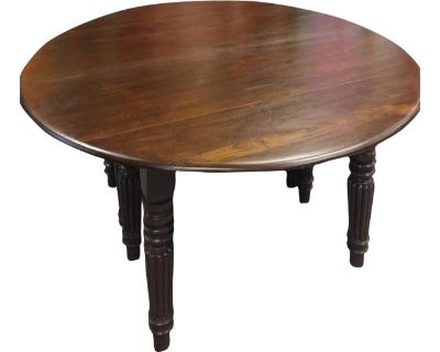 Antique Indian Dining Table Teak Round 8 Seater Hand Carved Farmhouse Table