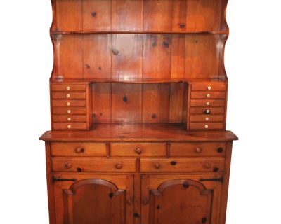 Handmade Signed and Dated Pine Stepback Apothecary or Hutch