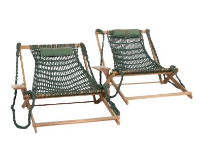 Handcrafted Woven Reclining Macrame Hammock Chairs - a Pair