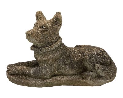 Vintage French Reconsitituted Stone Shepherd or Labrador Dog Garden Ornament, Mid 20th C.