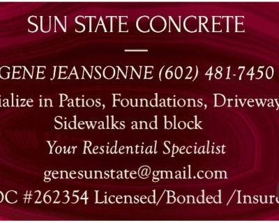 CONCRETE PATIOS, SIDEWALKS, FOUNDATIONS 602-481-7450