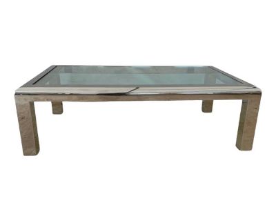 1970s Mid-Century Chrome and Glass Coffee Table, After Pace