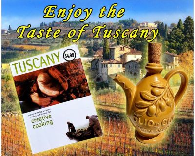 ENJOY the Taste of TUSCANY - Cookbook & Olive Oil Decanter