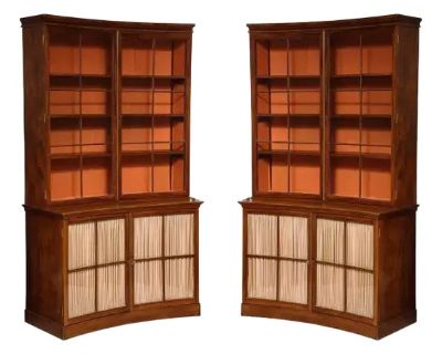 A Curved French Walnut Bibliothèque (One of Two)