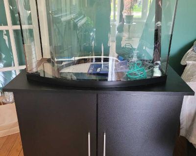 30-35 gallon curved fish tank and stand (and accessories)