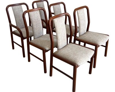 Mid Century Modern Teak High Back Dining Chairs - Set of 6