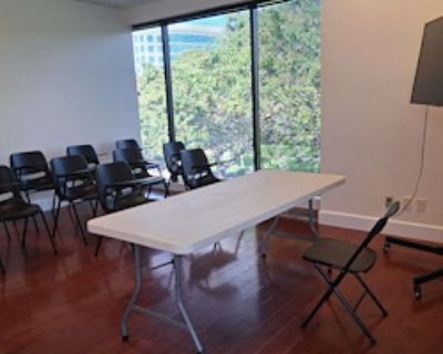 Meeting room. Located in Downtown San Jose, our meeting room is great for meeting or training event. Our place is spacious, quiet and clean. We are close to San Jose International Airport, Caltrain Station, and other public transportations. We also have sufficient free parking lots. Our space is equipped with tables, chairs, podium, projector, an audio system, and wifi. Boardroom setting seats ...