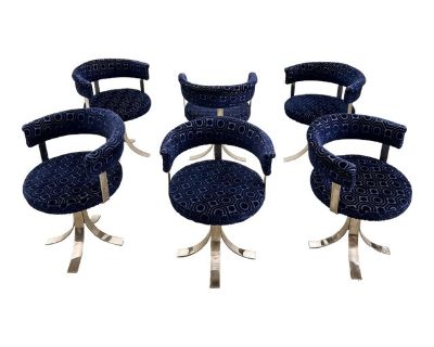 Vintage 1970s Osvaldo Borsani Set of 6 Dining Chairs