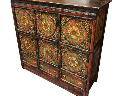Antique Tibetan Hand Painted Cabinet