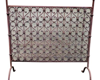 Antique Late 19th Century Spanish Wrought Iron Fireplace Screen