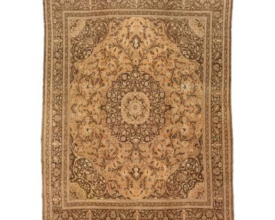 10 X 13 Vintage Tabriz Handmade Designed Wool Rug in Tan Color