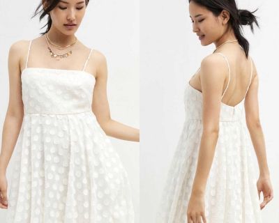 NWT $198 Anthropologie x Sachin & Babi White Textured Polka Dot Mini Dress 2