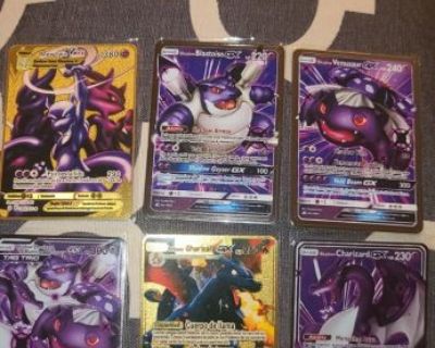 6 metal gold plated pokemon cards