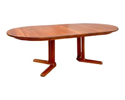 Mid Century Modern Extendable Rounded Dining Table With Pedestal Style Legs | by K D Furniture