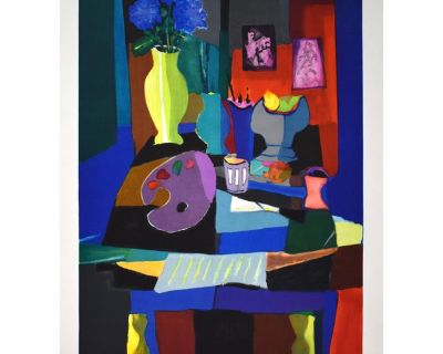 1990s Marcel Mouly Hand Signed Lithograph Nature Morte Et Pallete