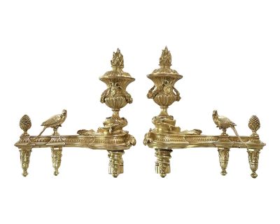 Antique French Louis XVI Style Gilt Bronze Chanets - a Pair