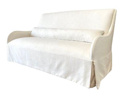 Sofa Settee in an Off-White Linen Upholstered Fabric