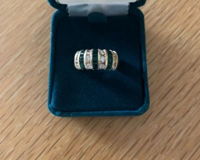 14k gold Emerald and Diamond Ring