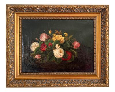 Victorian Still Life of Roses Oil Painting
